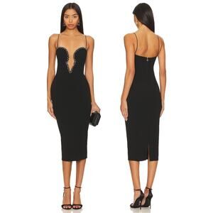 Nookie Adorn Dress Midi Beaded Illusion Crystal Embellished Prom Formal Party XL
